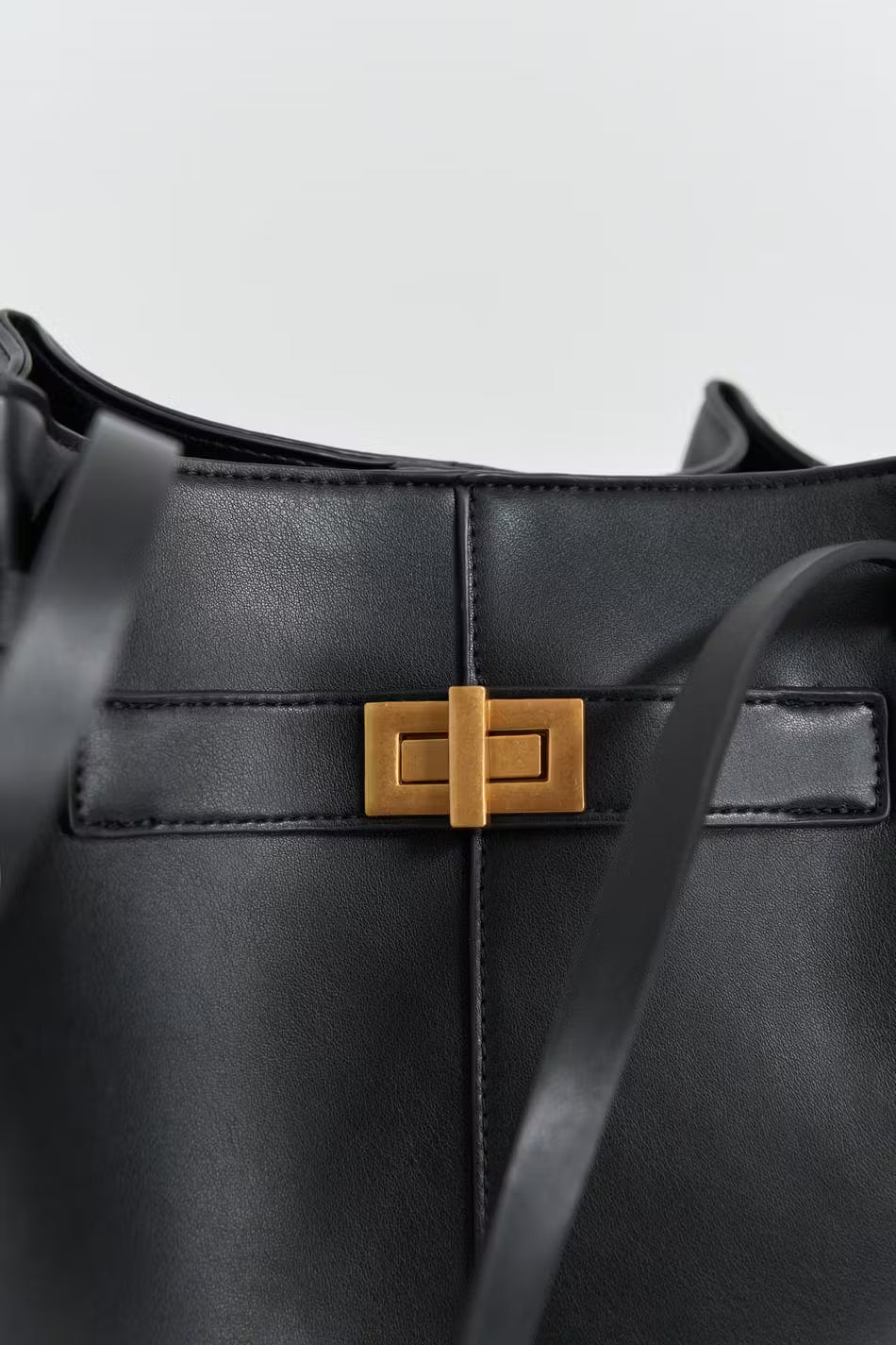Long strap pu bag - Noir  Dorée